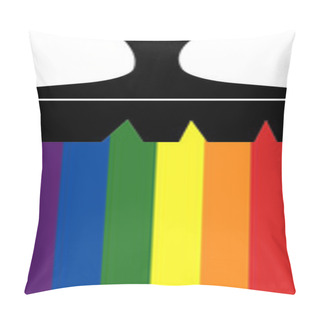 Personality  Illustration Of Black Brush Painting Rainbow Lgbt Flag On White Pillow Covers