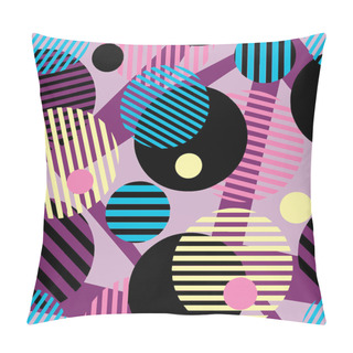 Personality  Seamless Dotted Circles Colorful Pattern, Stripped Round Shapes.Bright Dynamic Geometric Motif, Graffiti Style Of Modern Print. Pillow Covers