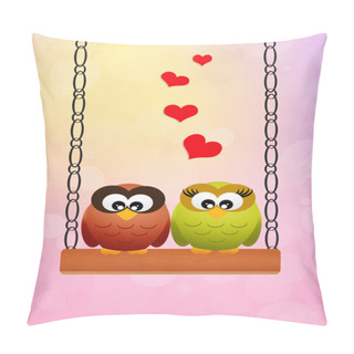 Personality  Owls In Love On Swing Pillow Covers