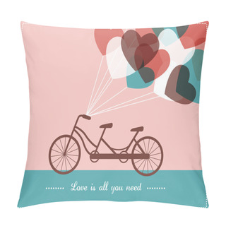 Personality  Valentine's Card With Tandem Bicycle Pillow Covers