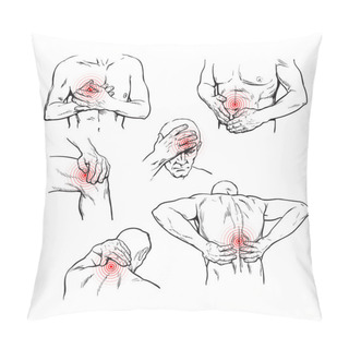 Personality  Pain In Various Body Parts. Set To Problem Areas Pillow Covers