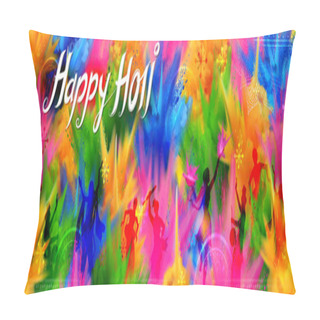 Personality  Colorful Promotional Background For Festival Of Colors Celebration With Message In Hindi Holi Hain Meaning Its Holi Pillow Covers