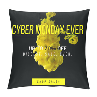 Personality  Yellow Flowing Ink On Black Background With 70 Percents Off On Biggest Sale Ever - Cyber Monday Ever Pillow Covers