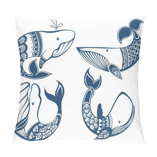 Personality  Stylized Set Of Whales Pillow Covers