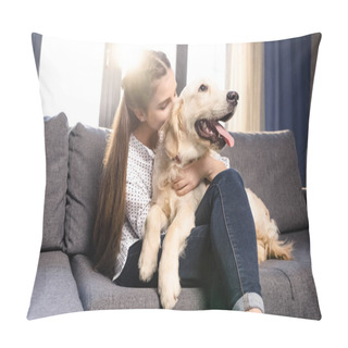 Personality  Girl Hugging Dog Pillow Covers