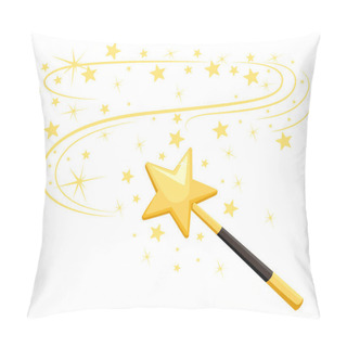 Personality  Decorative Magic Wand With A Magic Trace. Star Shape Magic Accessory. Magical Girl Cartoon Power. Vector Illustration Isolated On White Background. Web Site Page And Mobile App Design Pillow Covers