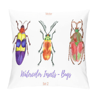 Personality  Set Of Hand Painted Watercolor Insects Pillow Covers