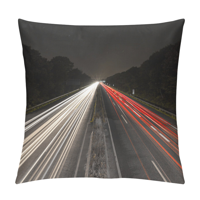 Personality  Long Time Exposure Freeway Cruising Car Light Trails Streaks Of Light Speed Highway Aix-la-Chapelle Pillow Covers