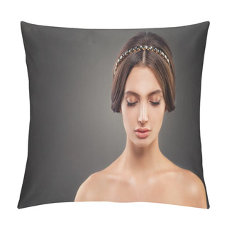 Personality  Perfect Young Woman Fashion Model With Wedding Hairstyle, Makeup Pillow Covers