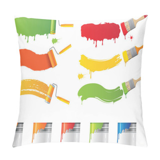 Personality  Vector Roller And Paint Brushes With Colors Pillow Covers