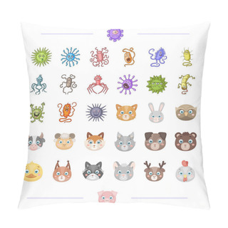 Personality  The Virus, Bacteria, Diseaseand Other Web Icon In Cartoon Style. Domestic And Wild Animals Icons In Set Collection. Pillow Covers