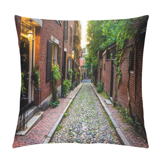 Personality  Acorn Street, In Beacon Hill, Boston, Massachusetts.  Pillow Covers