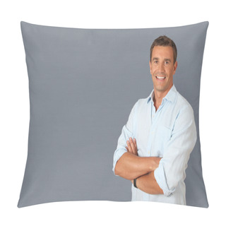 Personality  Portrait Of Handsome Smiling Man Pillow Covers
