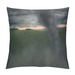 Personality  Tornado In A Field At Sunset Of The Day. Close-up. Pillow Covers