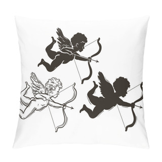 Personality  Three Cute Valentine's Angel Silhouette Pillow Covers