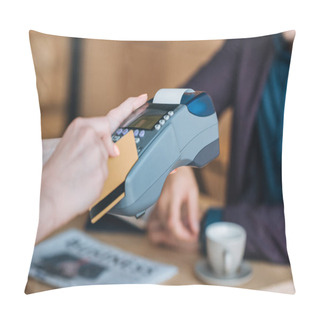 Personality  Payment With Credit Card In Cafe Pillow Covers