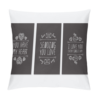 Personality  Set Of Saint Valentines Day Cards. Pillow Covers