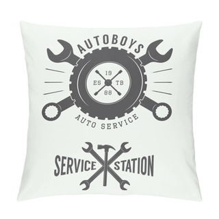 Personality  Vintage Mechanic Label, Emblem And Logo Pillow Covers