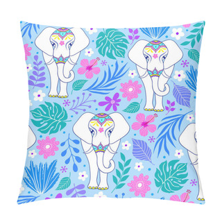 Personality  Pattern With Elephants And Tropical Flowers Pillow Covers