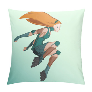 Personality  Vector Illustration Of Roller Girl. Pillow Covers