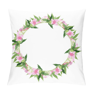 Personality  Beautiful Pink Peony Flowers With Green Leaves Isolated On White Background. Watercolour Drawing Aquarelle. Frame Border Ornament. Pillow Covers