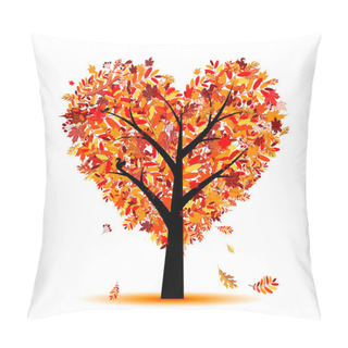 Personality  Beautiful Autumn Tree Heart Shape For Your Design Pillow Covers