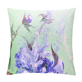 Personality  Hand Painted Modern Style Purple Peonies Flowers Pillow Covers