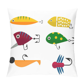 Personality  Fishing Hooks Icons Vector Illustration Pillow Covers