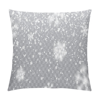Personality  Christmas Snow. Falling Snowflakes On Transparent Background. Snowfall. Vector Illustration Pillow Covers