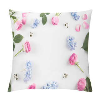 Personality Frame Of Roses, Hydrangea Flowers Pillow Covers