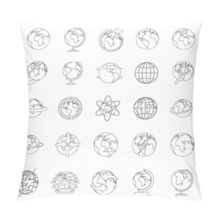 Personality  Globe Earth Icons Set, Outline Style Pillow Covers