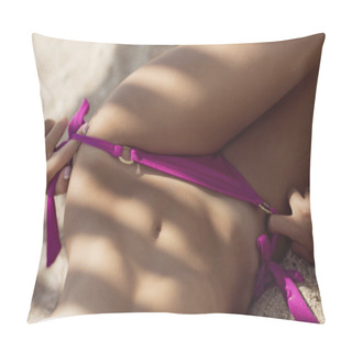 Personality  Girl Posing At Beach Pillow Covers