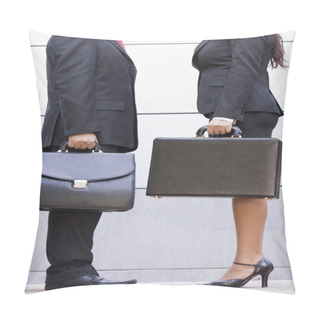 Personality  Cropped Image Of Business Meeting Outside Modern Office Pillow Covers