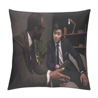 Personality  Multiethic Businessmen Having Conversation Pillow Covers