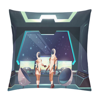 Personality  Astronauts In Spacesuits On Spaceship Vector Pillow Covers