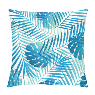 Personality  Summer Gradient Tropical Palm Tree Leaves Seamless Pattern. Vector Grunge Design For Cards, Wallpapers, Backgrounds And Natural Product. Pillow Covers