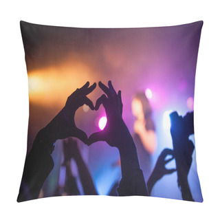 Personality  Concert In The Club, The Hands Of The People In Front Of Those Lights. Sign Of The Heart,  Pillow Covers