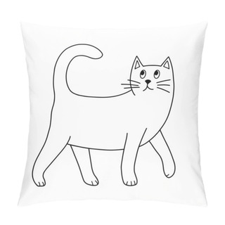 Personality  Stylized Cat Character. Outline Drawing For Coloring. Vector Illustration. Pillow Covers