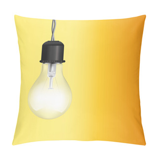 Personality  Light Bulb Lighting On Yellow Background  Pillow Covers