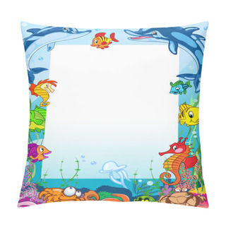 Personality  Frame With Various Sea Animals Pillow Covers