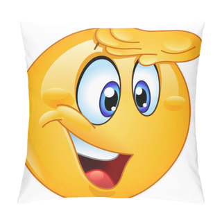 Personality  Happy Emoticon Looking Away With Hand On Forehead Pillow Covers