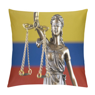 Personality  Symbol Of Law And Justice With Colombia Flag. Close Up. Pillow Covers