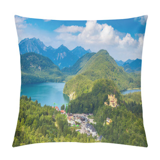 Personality  Hohenschwangau Castle And Alps In Fussen, Bavaria, Germany In A Beautiful Summer Day Pillow Covers