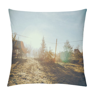Personality  House Garden In Vorokhta Town In Sunny Morning, Carpathians, Ukraine Pillow Covers