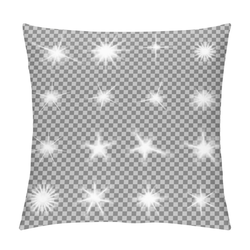 Personality  Vector Set Of Glowing Light Bursts With Sparkles On Transparent Background Pillow Covers