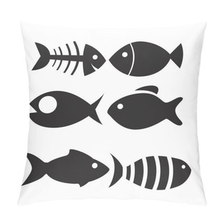 Personality  Fish Icon Set Isolated On White Background Pillow Covers