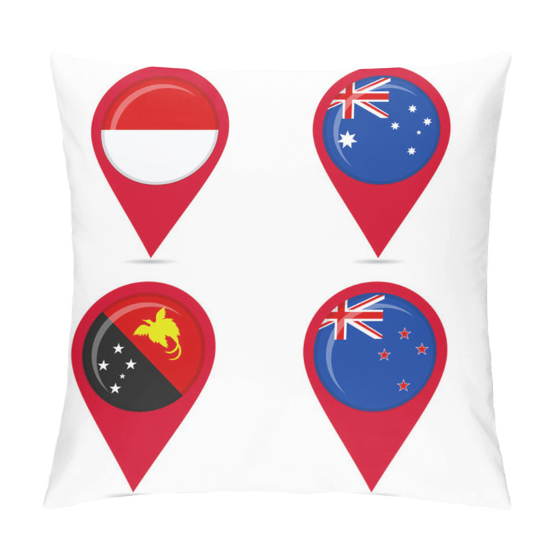 Personality  Map Pin Icons Of National Flags Of Countries Australis Pillow Covers