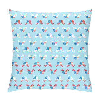 Personality  Seamless Background Pattern With Paper Cut Mustache Made Of American National Flags On Blue  Pillow Covers