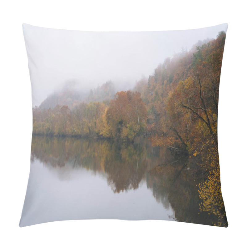 Personality  Fog And Autumn Color On The James River, From The Blue Ridge Parkway In Virginia. Pillow Covers