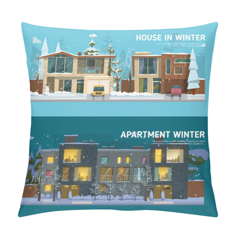 Personality  Two family house and apartment banners pillow covers